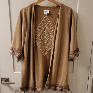 Faux Suede Tan Boho Shawl